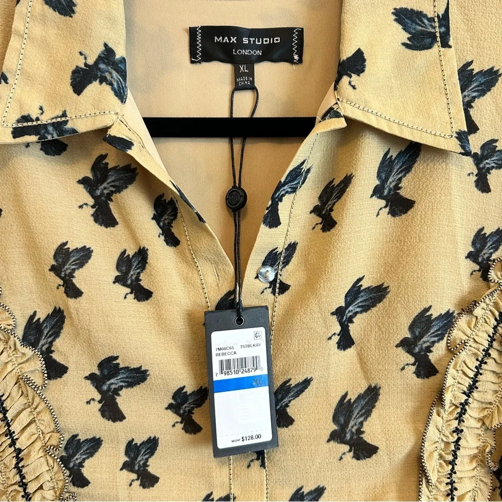 NWT Max Studio London Crow Print Dress Size XL - Picture 4 of 7